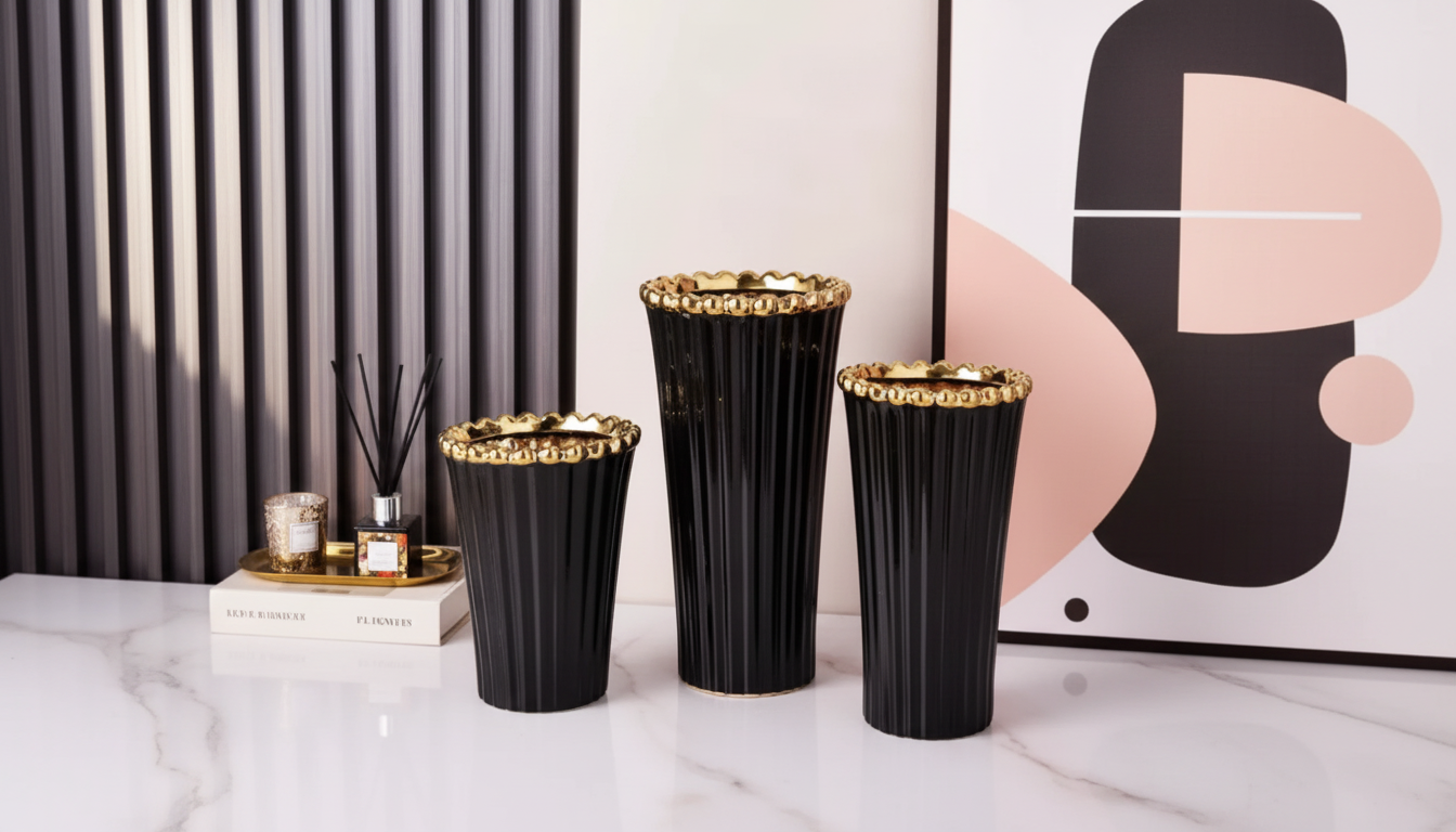 Crown Electroplated Ceramic Vase: Modern Metallic Decor