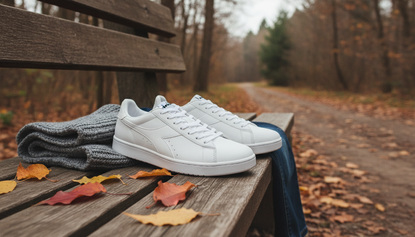 Diadora White Sneakers for Men: Fall/Winter Sporty Wear