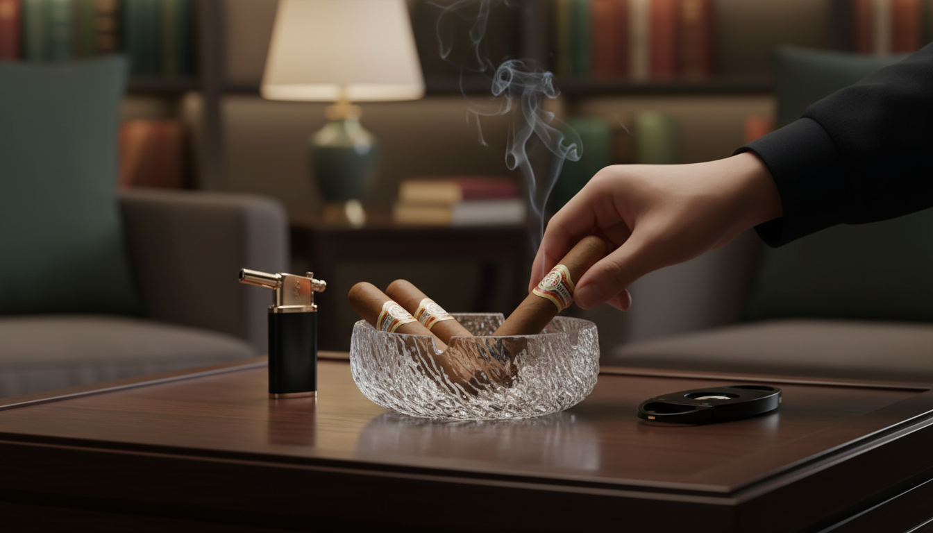 Modern Crystal Glass Ashtray for Home & Office Use