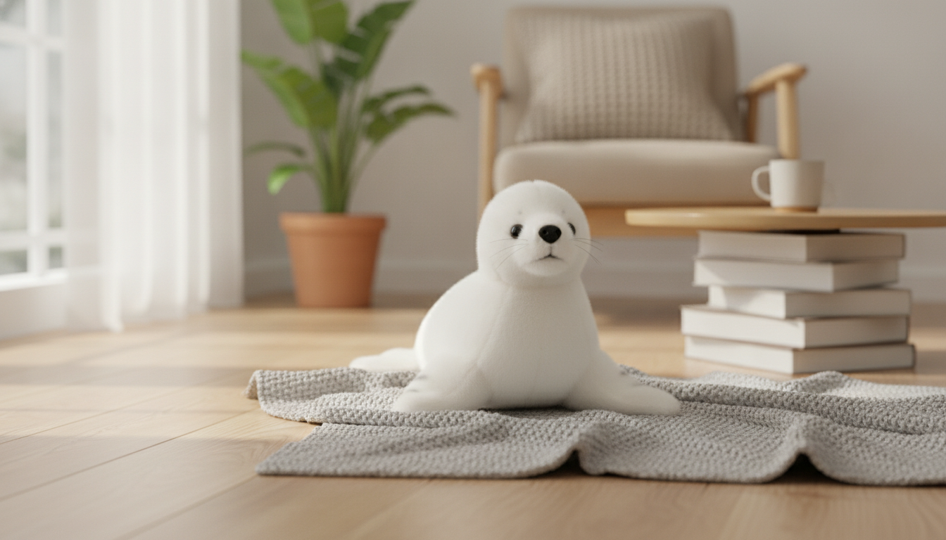 Pure White Seal Plush: Soft Lifelike Cuddle Companion