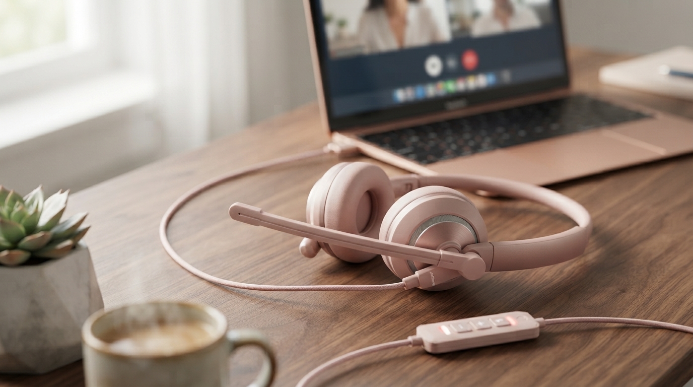 USB Wired Headset for Clear Calls: Noise-Canceling Mic