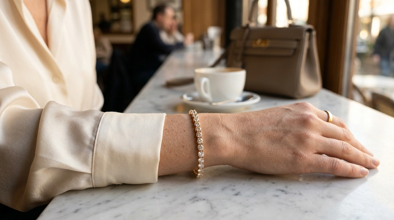 5.4ct Champagne Gold Moissanite Bracelet Over 925 Silver