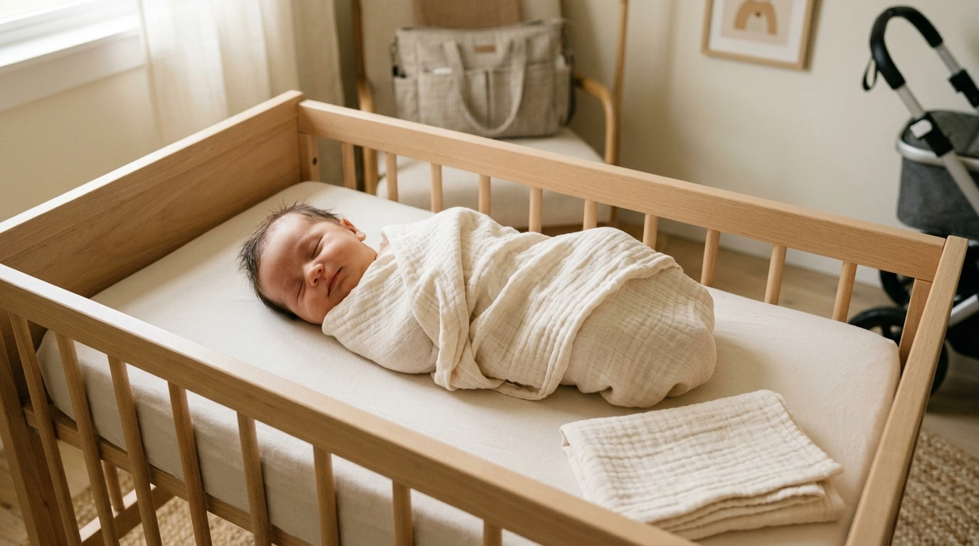 Bamboo-Cotton Muslin Swaddle: Breathable Cozy Wrap
