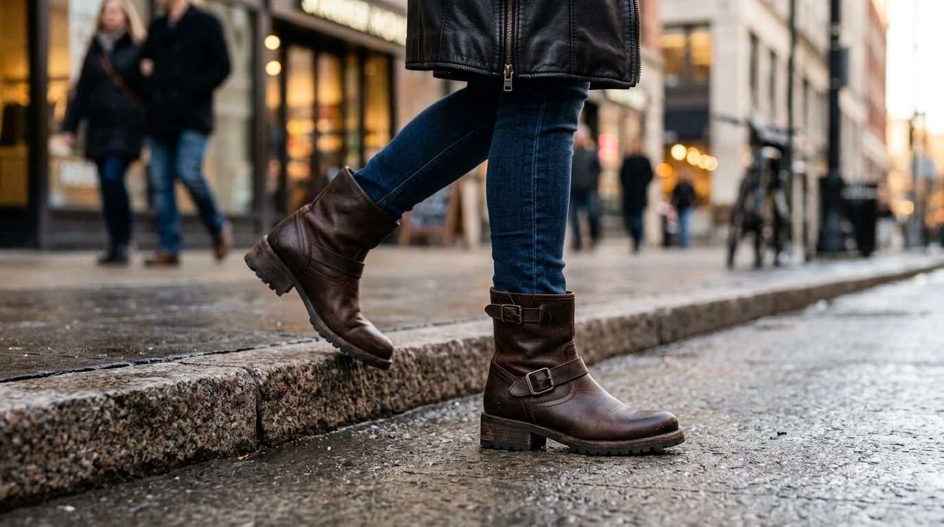 Genuine Leather Moto Ankle Boots: High Heel Fit & Care