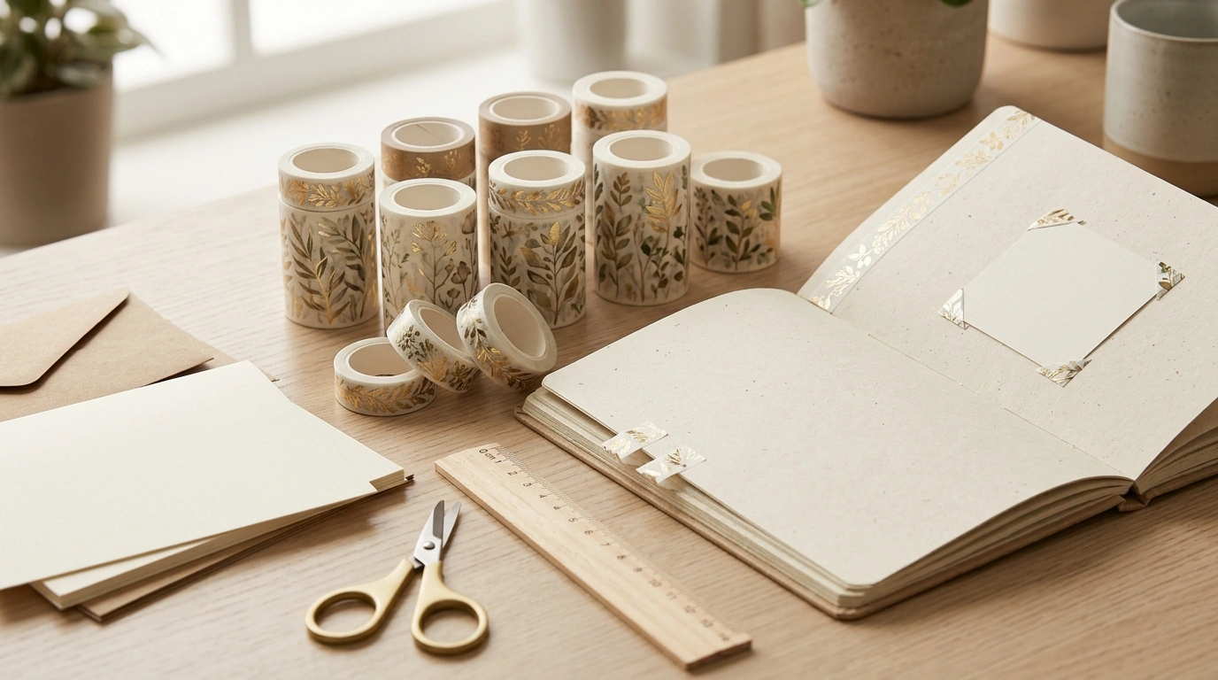 Gold Foil Botanical Washi Tape: 12-Roll Set Ideas