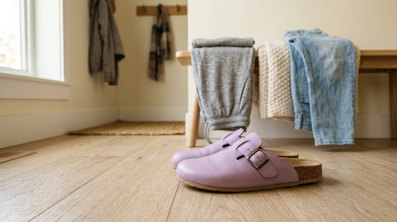 Lilac Birkenstock Leather Buckle Slippers: Fit & Care