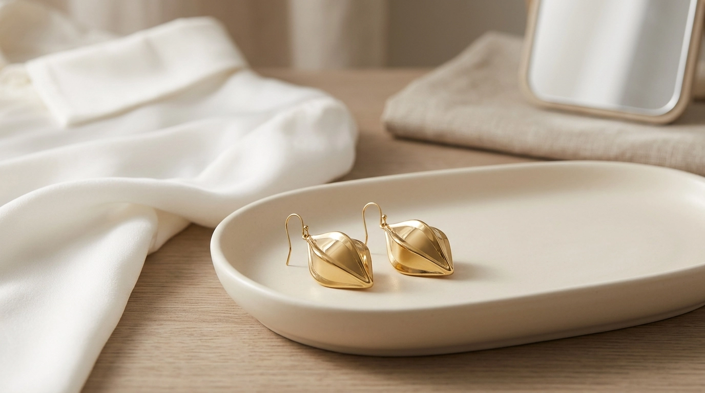 18K Gold Plated Lantern Drop Earrings (Stainless Steel)