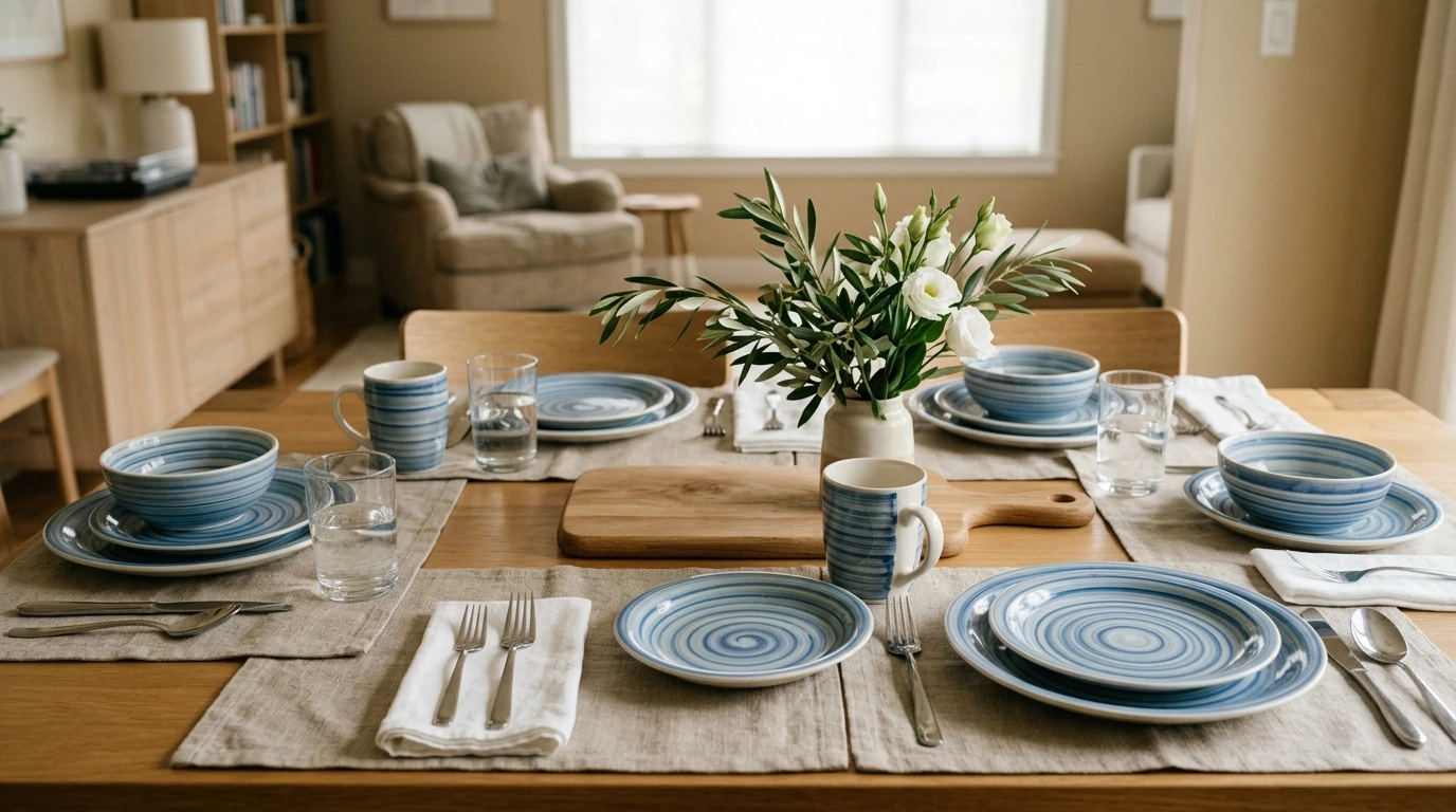 Handpainted Blue Spiral 24-Piece Dinnerware Set Guide