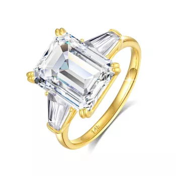 14K Gold 4ct Emerald Cut Moissanite Ring Guide